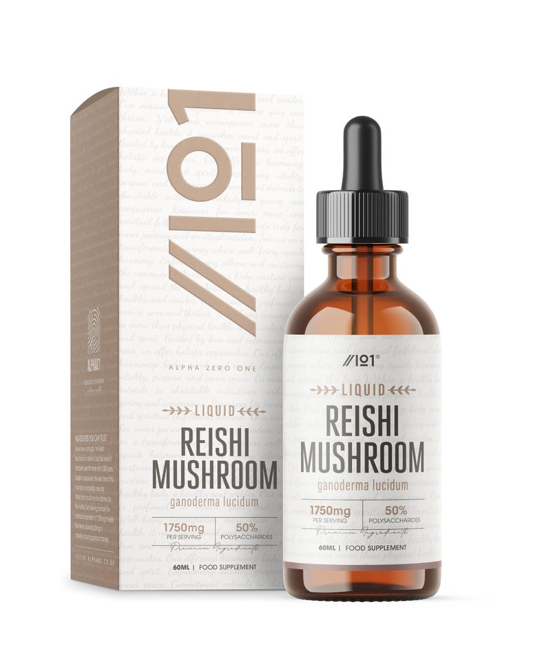 ALPHA01 Reishi Mushroom Drops - High Strength 50% Polysaccharides Reishi Extract Supplement (Not Capsules) - 60ml (1 Month Supply) - Vegan & Vegetarian Friendly - by Alpha01 - Image 1